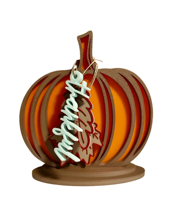 Pumpkin Decor with Leaf/Thankful Tags