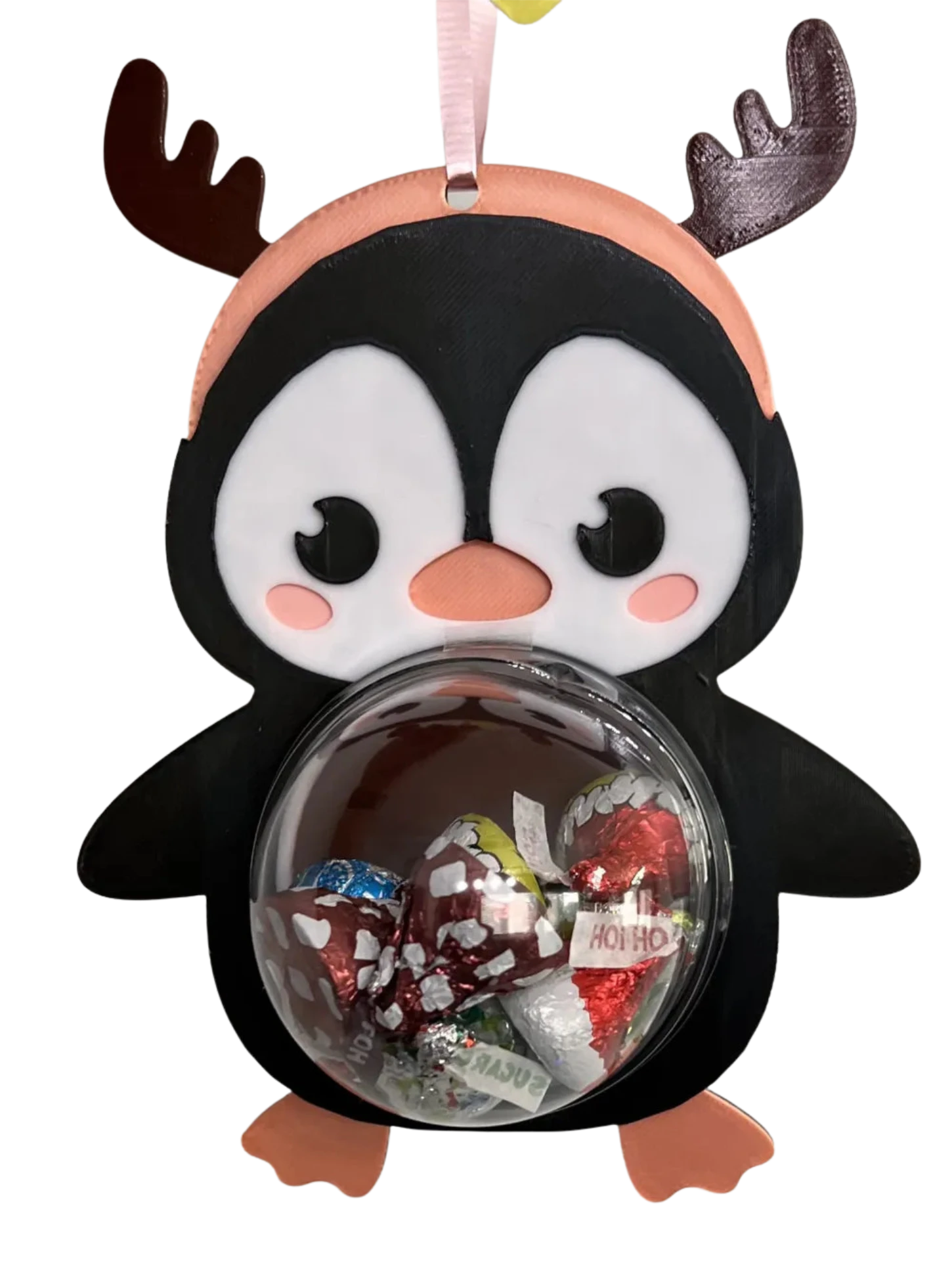 Christmas Ornaments Candy Holder - Penguin Wearing Deer Hat
