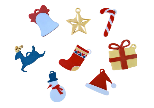 Christmas tree colorfull ornaments collection - Set of 8