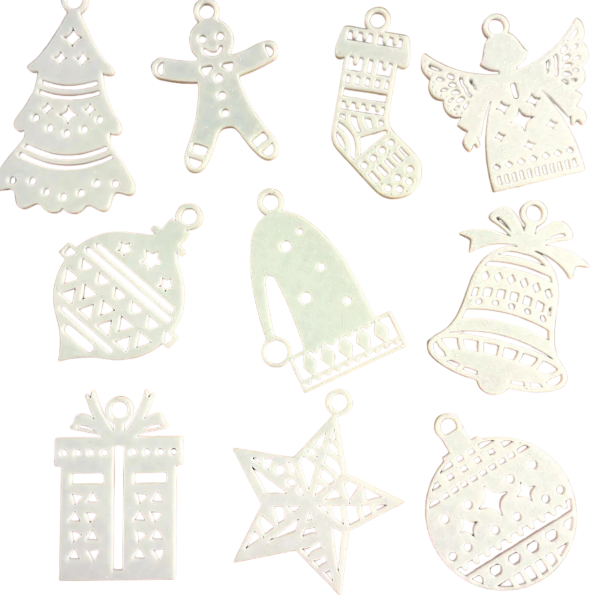 10 Christmas Holiday Ornament Collection Single Color Print