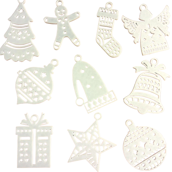 10 Christmas Holiday Ornament Collection Single Color Print