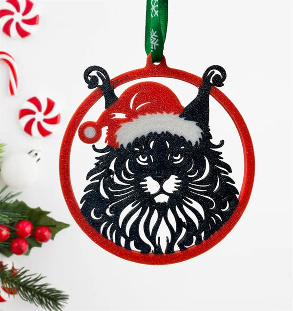 Santa Cat Christmas Ornament
