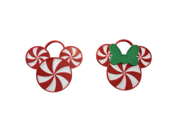 Mickey & Minnie Peppermint Christmas Ornaments
