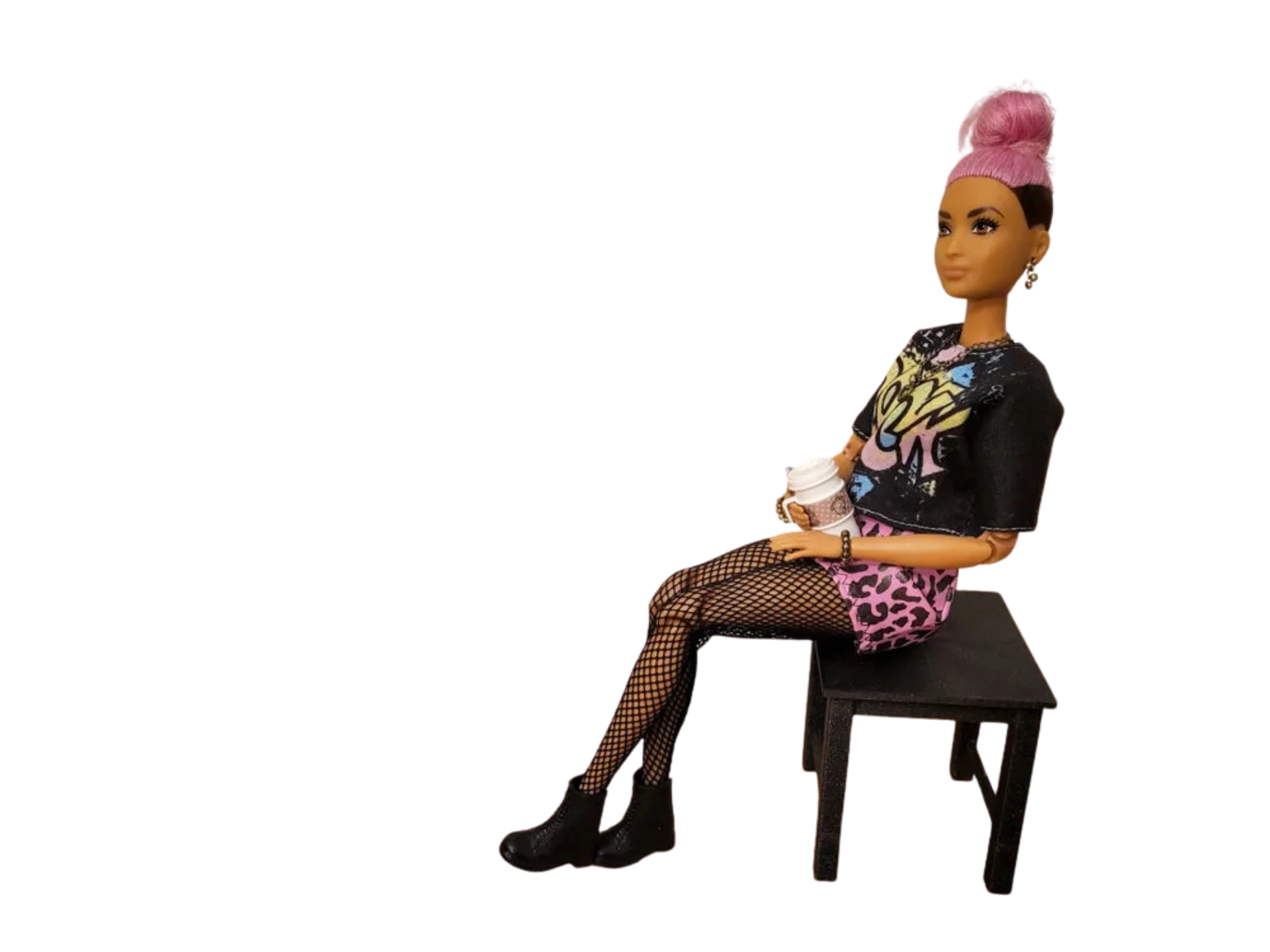 Office table and a stool for dolls 1/6