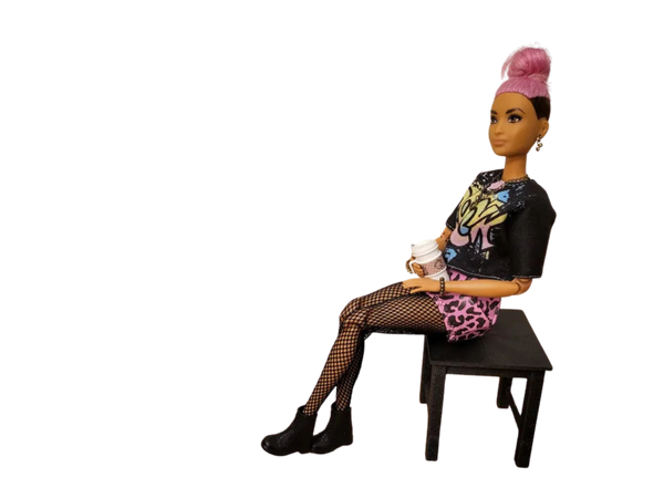 Office table and a stool for dolls 1/6