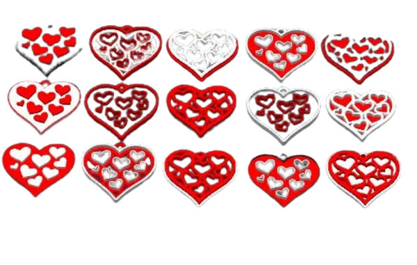 15 hearts , valentines keychains /commercial