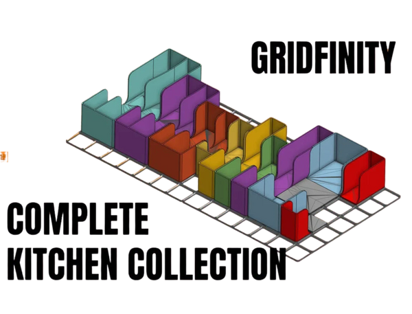 Gridfinity Complete Kitchen Collection (w/ Modular Expansion Pieces) Remixed