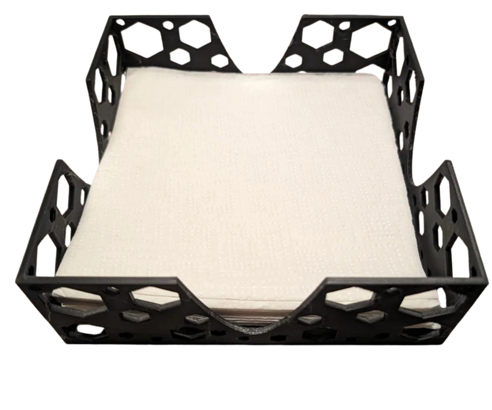 Napkin holder flat 6 inch square hexagonal pattern Remixed