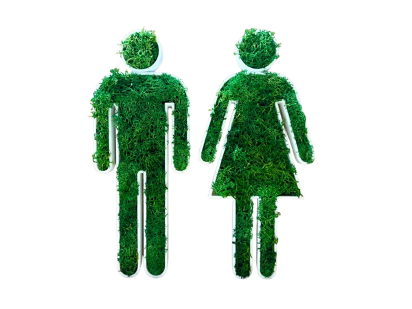 Green moss toilet sign
