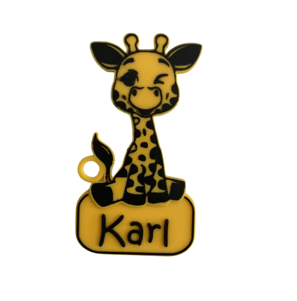 Giraffe name tag keychain Remixed