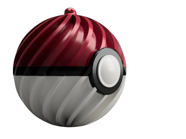 Christmas tree ornament, ball in Pokeball style Remixed