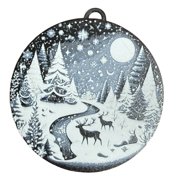 Christmas landscape in snow globe hueforge