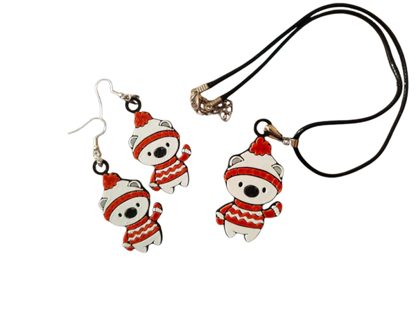 Cute Polar Bear - Earrings and Necklace
