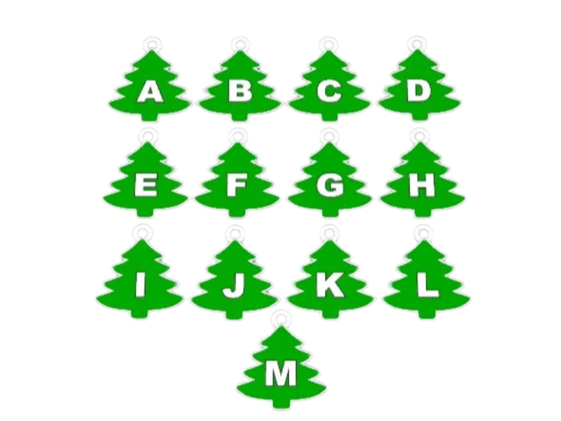 xmas-tree alphabet A-M-keychainscommercial