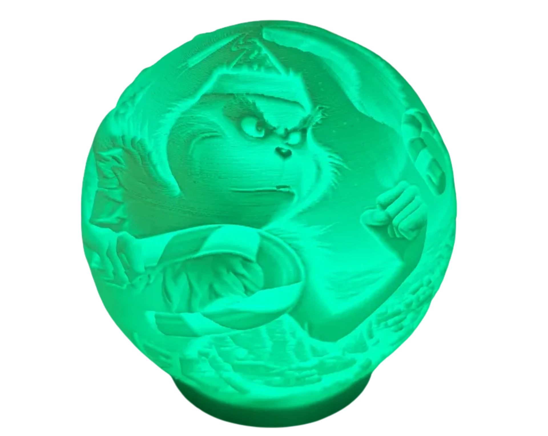 Lithophane Sphere - Grinch vs Santa
