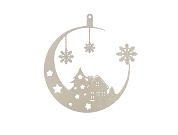 Christmas house and moon