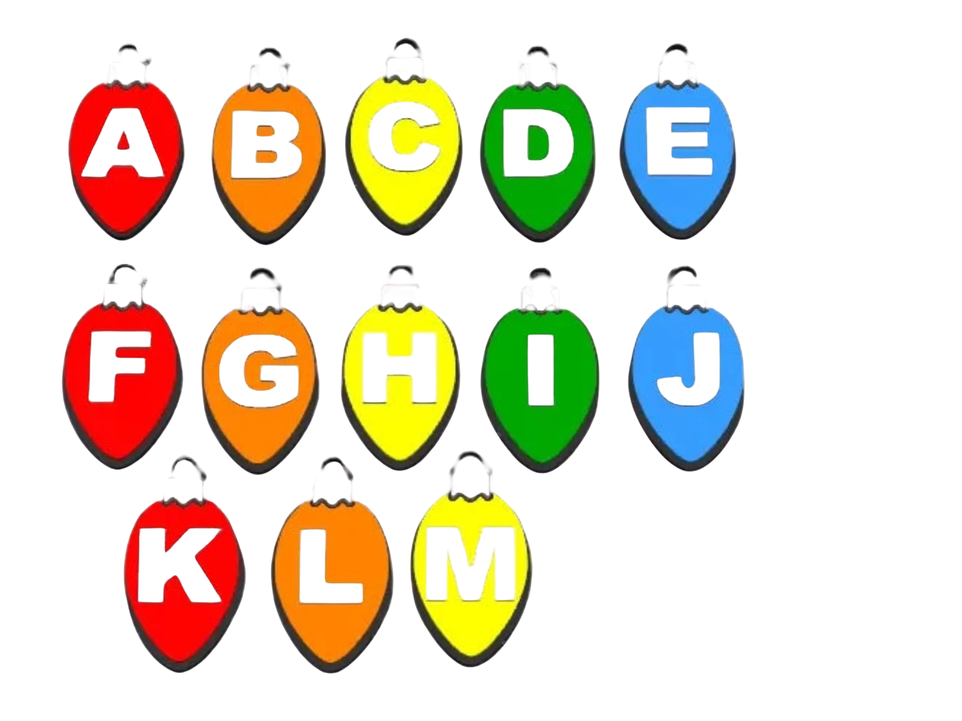 xmas-lights alphabet A-M-keychainscommercial
