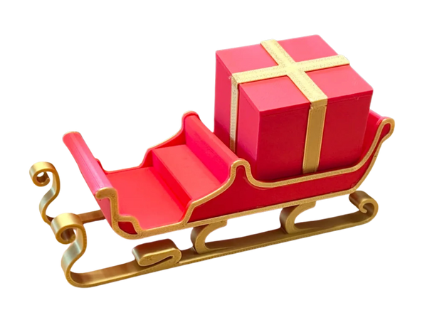 Santas Sleigh - with golden xmas deco