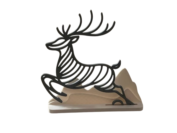 Deer in Snowy Mountains – Elegant Two-Piece Decor