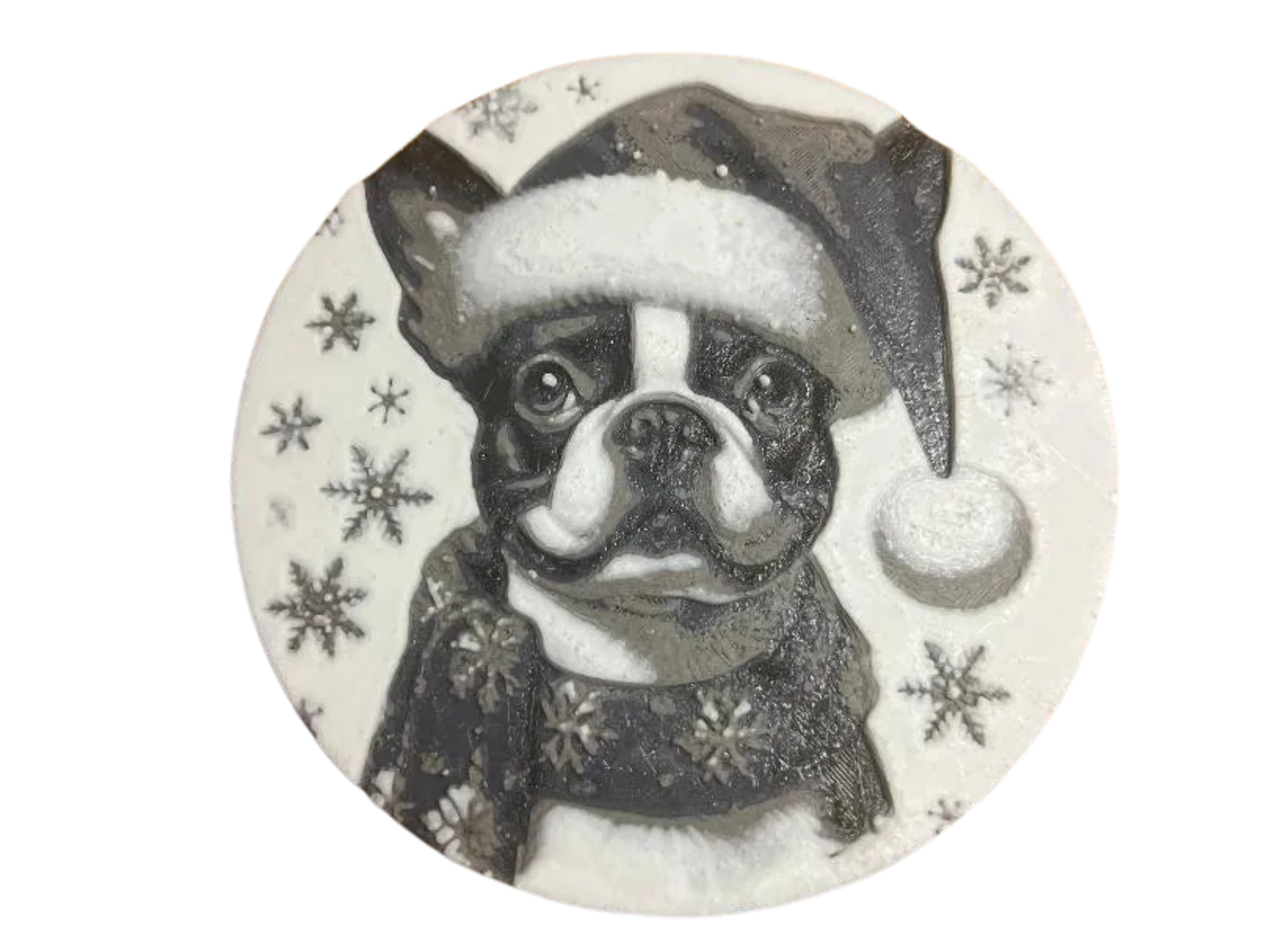 Christmas santa Boston terrier coaster decoration