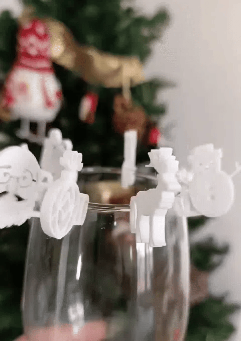 Christmas drinking glass tag / identifier