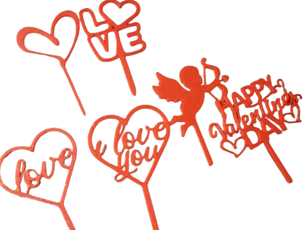 Valentine cake topper for cupcake or bento cake