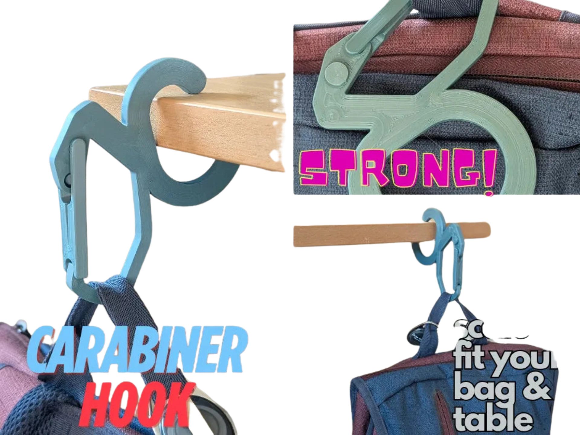 Strong Carabiner Desk Hook for bags Remixed