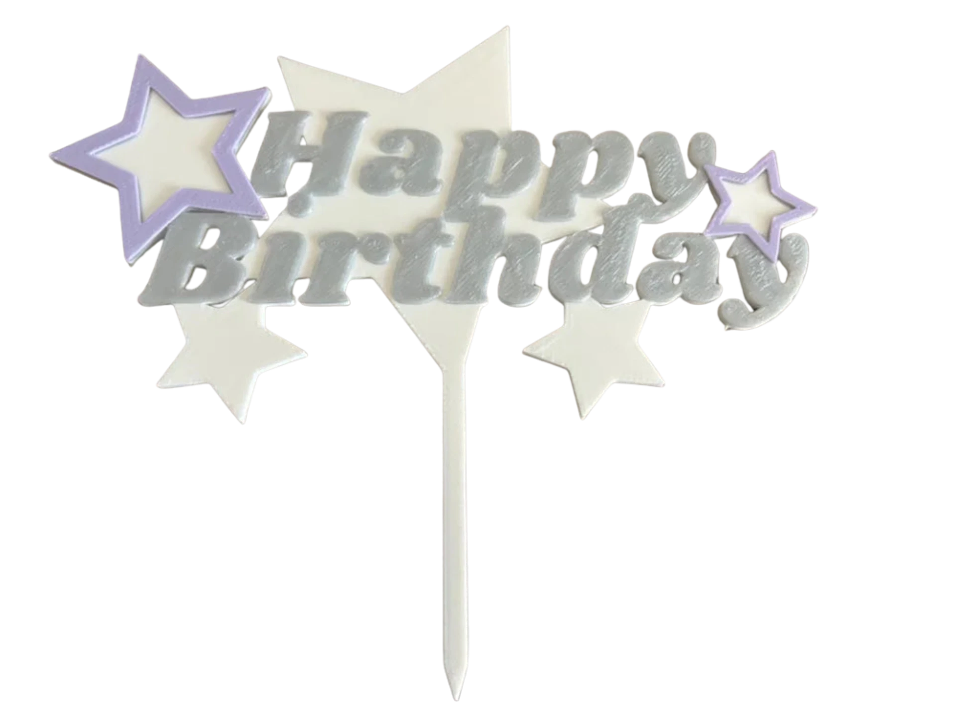 Happy Birthday cake topper with starts