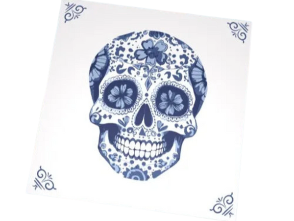 SugarSkull Delft Bathroom Tile