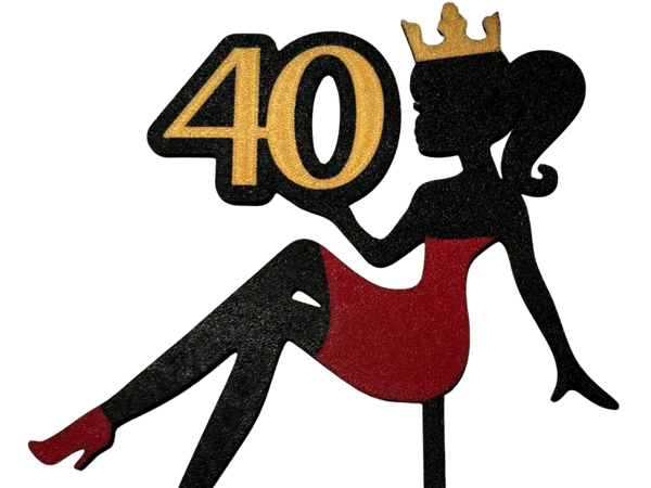 Cake topper Woman with Crown 40 birthday