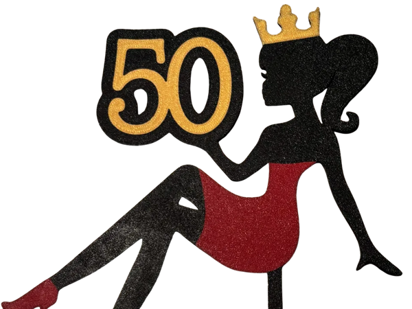 Cake topper Woman with Crown 50 birthday