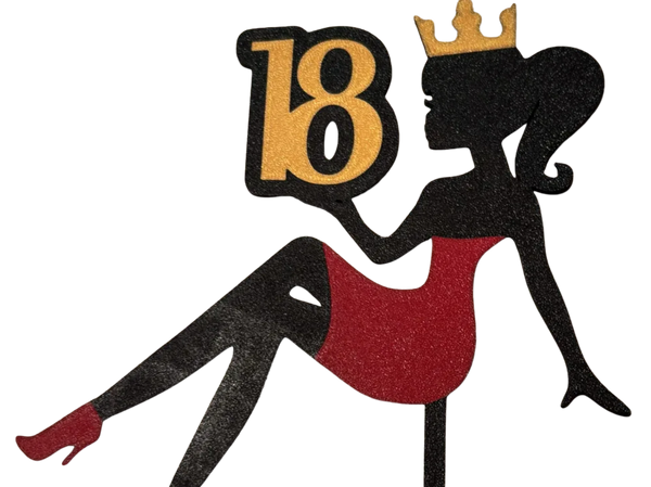 Cake topper Woman with Crown 18 birthday