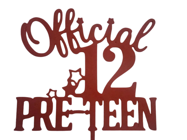 Official 12 Pre teen cake topper