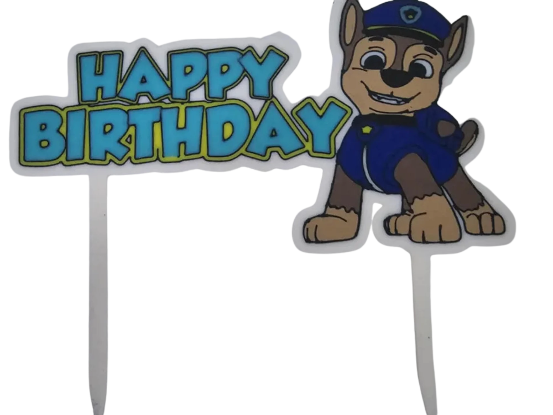 Happy Birthday Paw patrol Chase cake topper