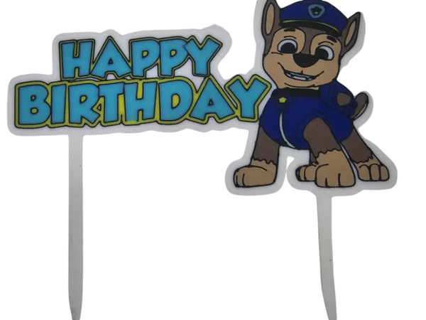 Happy Birthday Paw patrol Chase cake topper