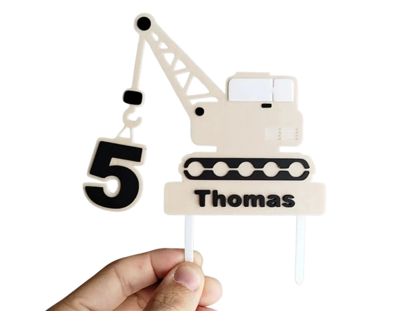 Construction crane cake topper