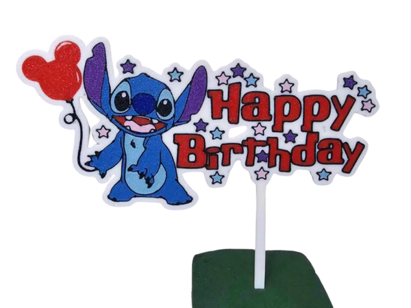 Stitch happy birthday cake topper