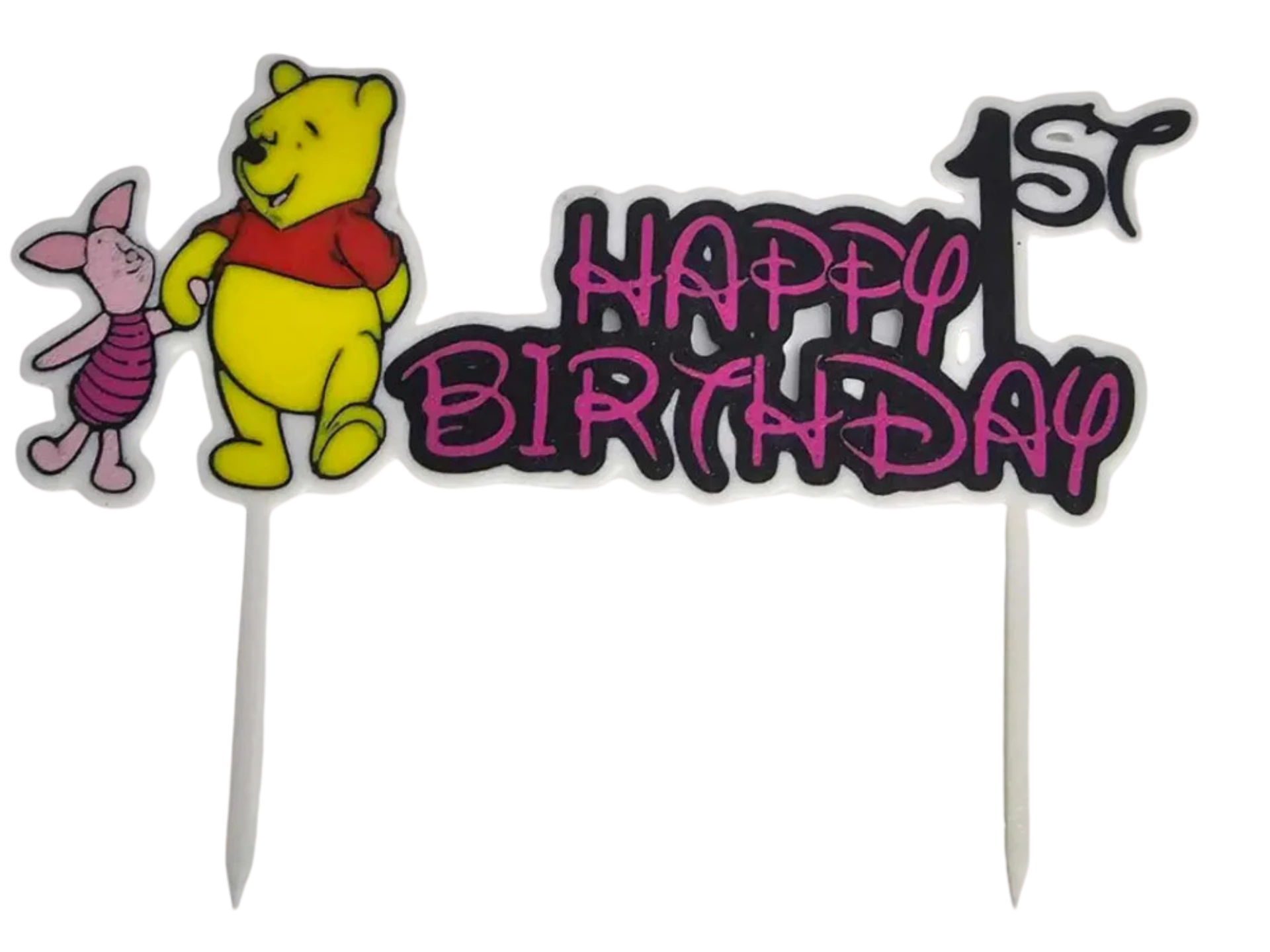 Pooh and piglet happy 1st bday topper