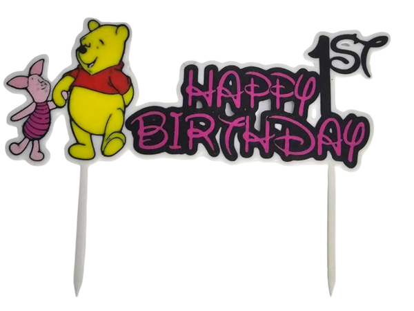 Pooh and piglet happy 1st bday topper