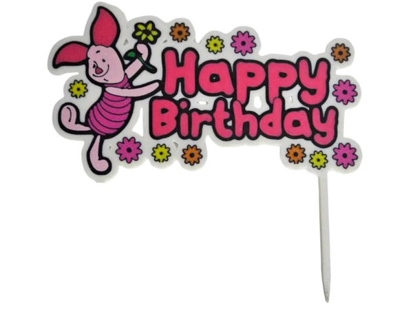 Piglet happy birthday cake topper