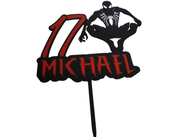 Black Suit Spiderman  age and name cake topper