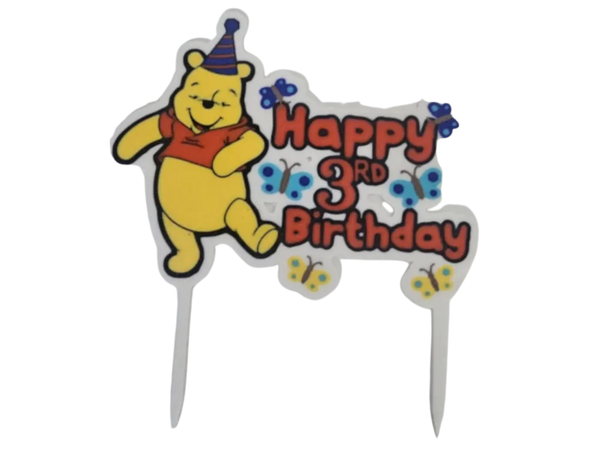 Pooh Bear Happy 3rd Birthday cake topper
