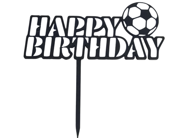 Happy Birthday soccer ball cake topper