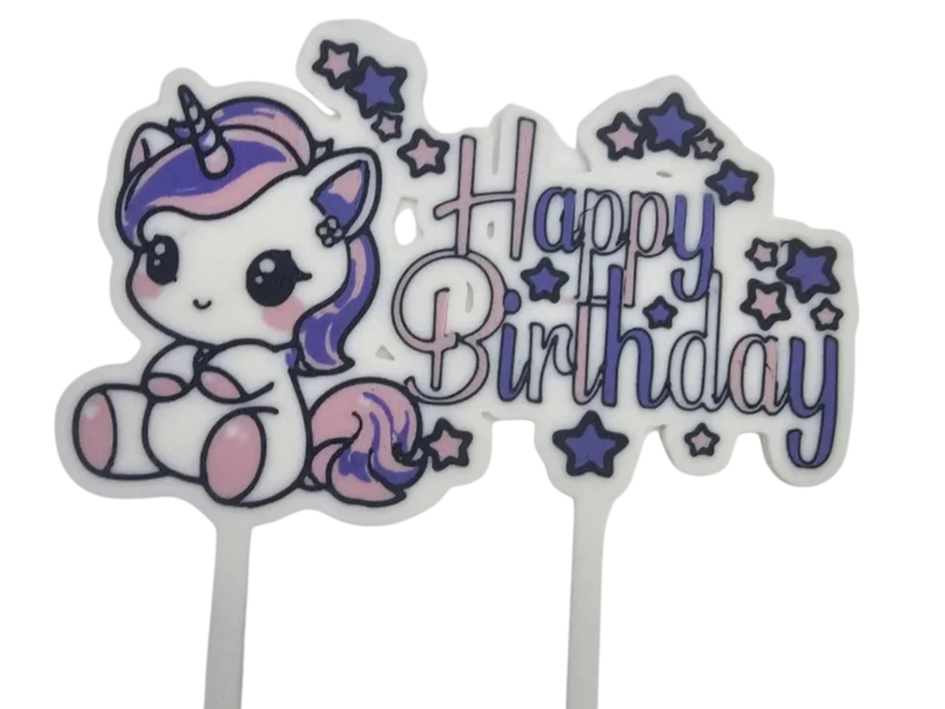Unicorn happy birthday 4 colours cake topper