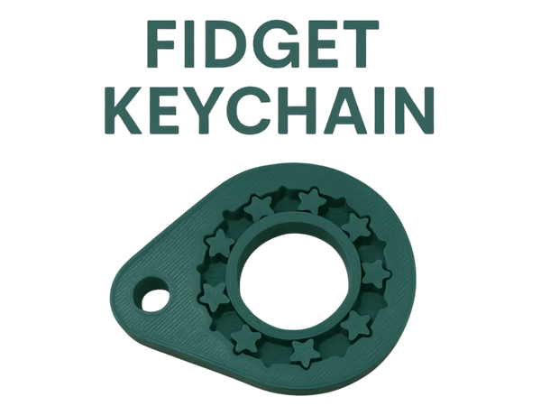 Keychain with rotating fidget ring and gears
