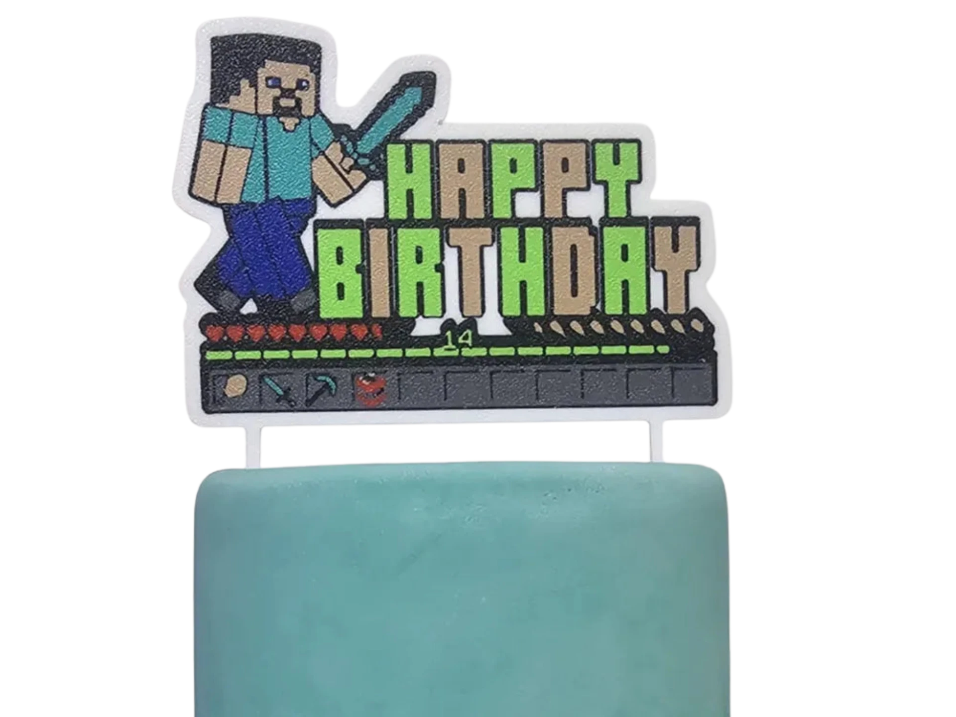 Minecraft happy birthday cake topper