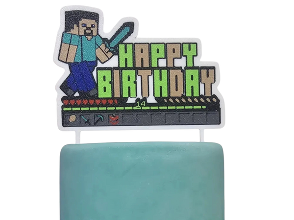 Minecraft happy birthday cake topper