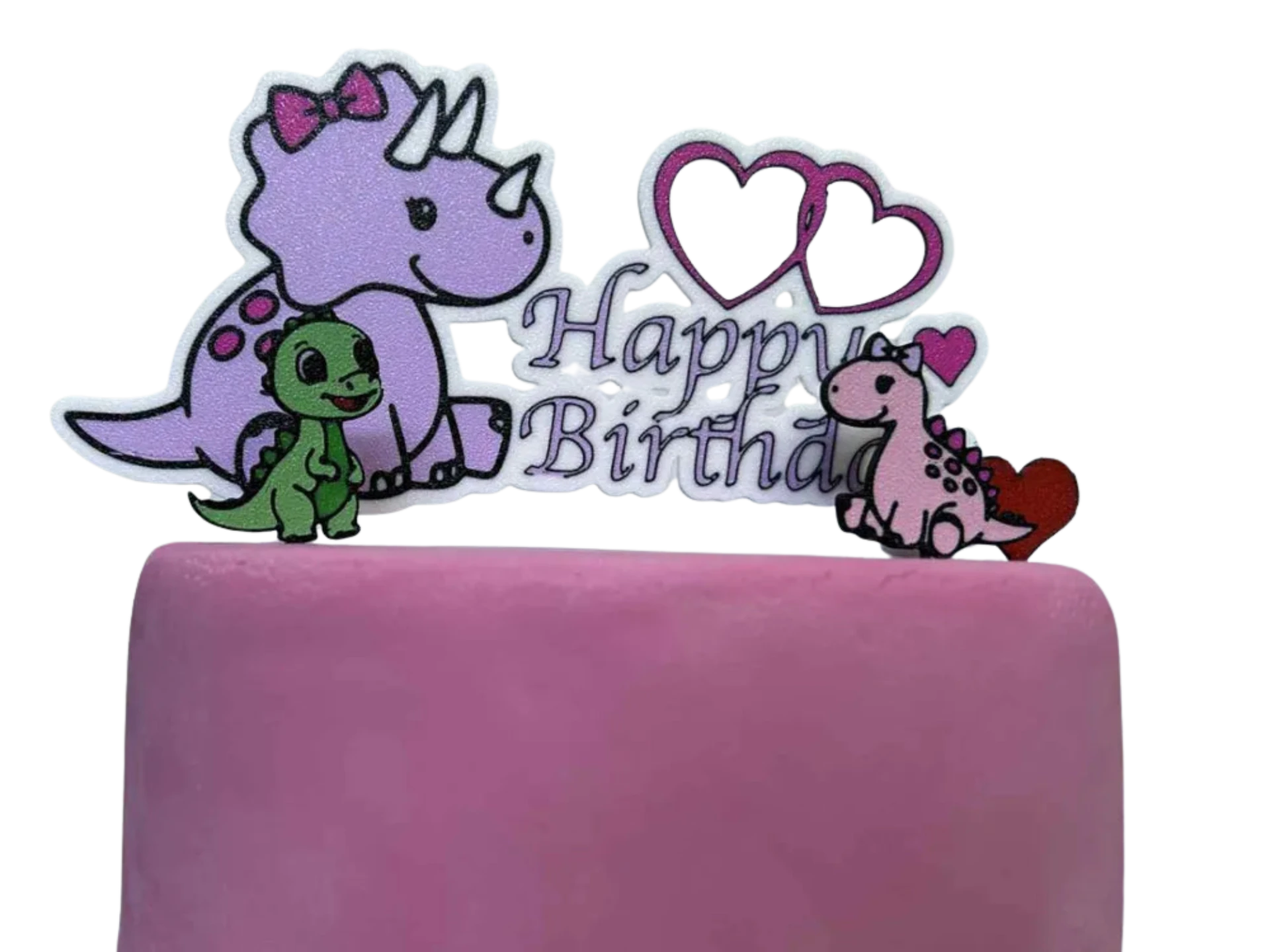 Dino girl Happy birthday cake topper