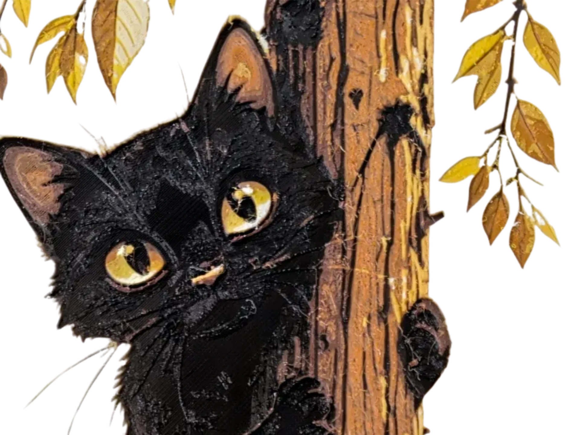 Autumn's Curious Guardian - HueForge - Black Cat