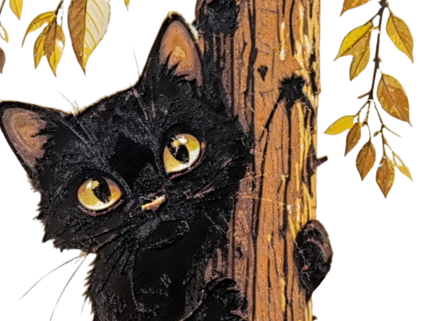 Autumn's Curious Guardian - HueForge - Black Cat